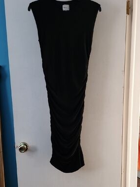 Ashley Graham Black Ruched Maxi Skirt